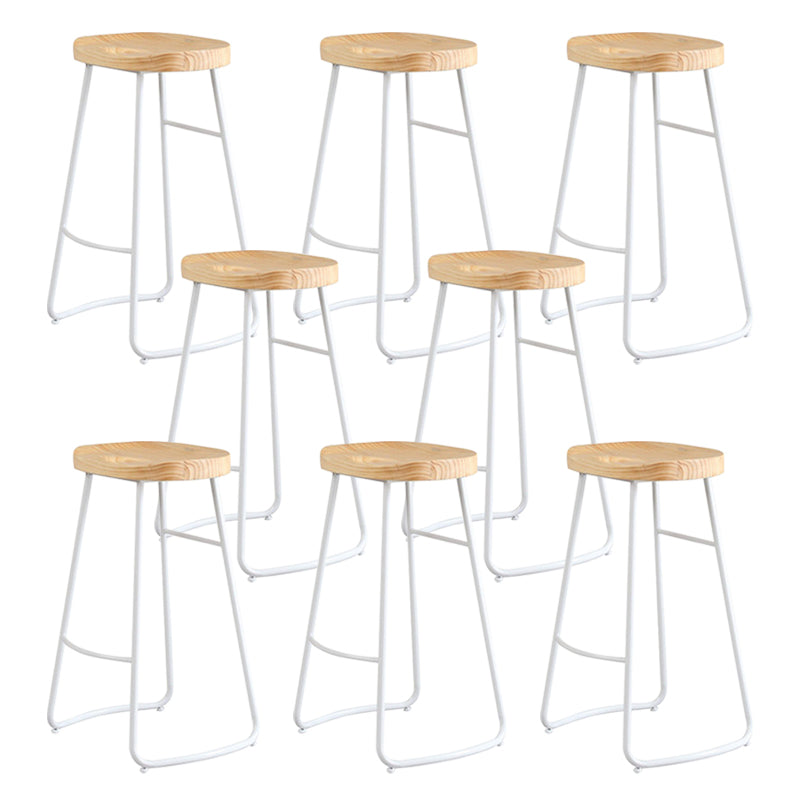 Contemporary Backless Counter Stool Pine Wood Armless Barstool with White Sled Base