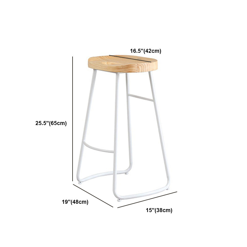 Contemporary Backless Counter Stool Pine Wood Armless Barstool with White Sled Base