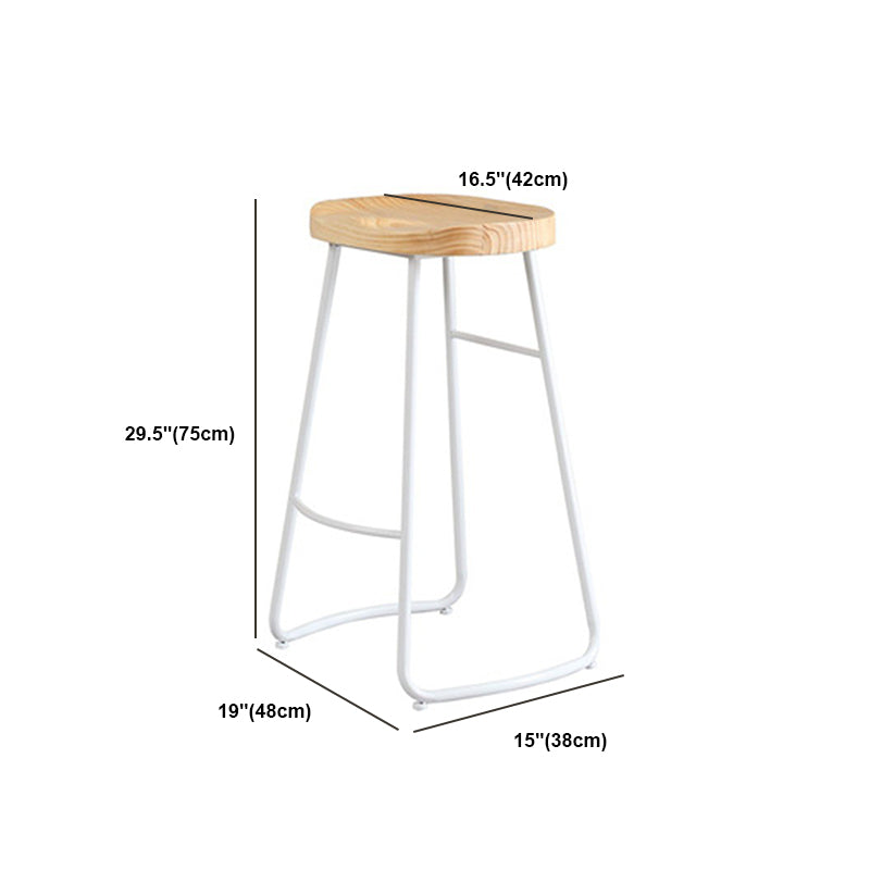 Contemporary Backless Counter Stool Pine Wood Armless Barstool with White Sled Base