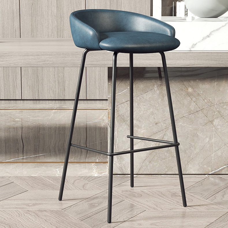 Faux Leather Bucket Seat Barstool Scandinavian Low Back Bar Stools
