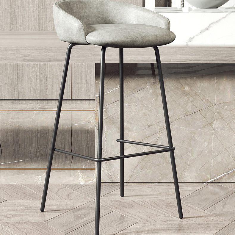 Faux Leather Bucket Seat Barstool Scandinavian Low Back Bar Stools