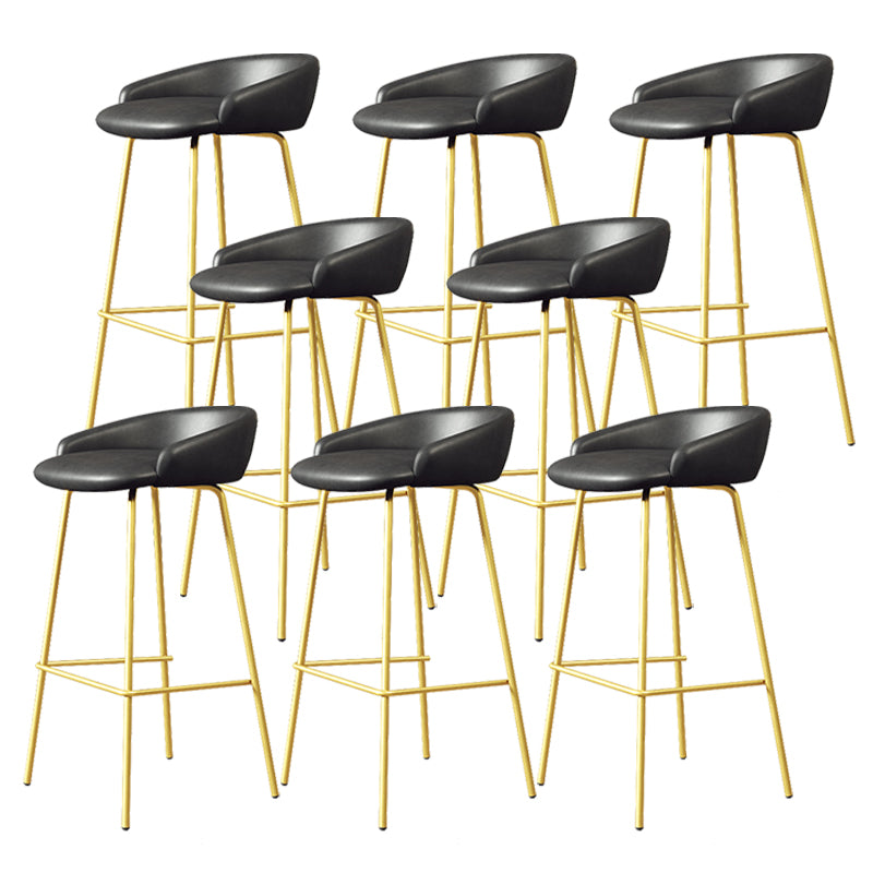Faux Leather Bucket Seat Barstool Scandinavian Low Back Bar Stools