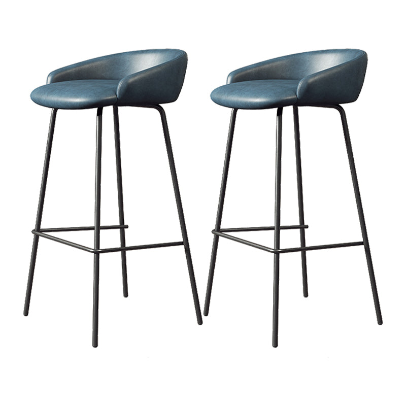 Faux Leather Bucket Seat Barstool Scandinavian Low Back Bar Stools