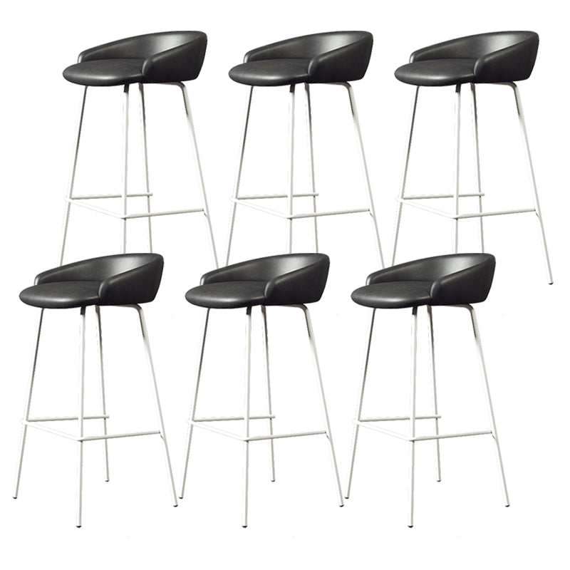 Faux Leather Bucket Seat Barstool Scandinavian Low Back Bar Stools