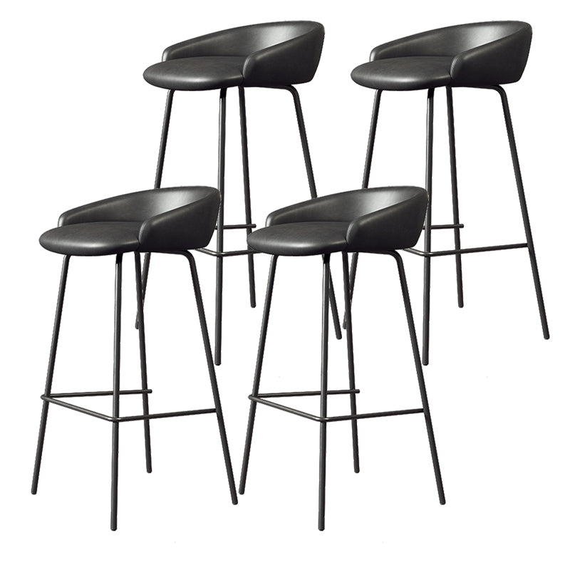 Faux Leather Bucket Seat Barstool Scandinavian Low Back Bar Stools