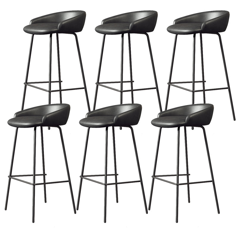 Faux Leather Bucket Seat Barstool Scandinavian Low Back Bar Stools