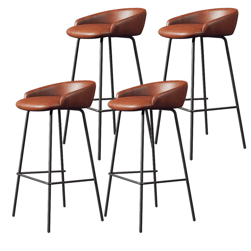 Faux Leather Bucket Seat Barstool Scandinavian Low Back Bar Stools