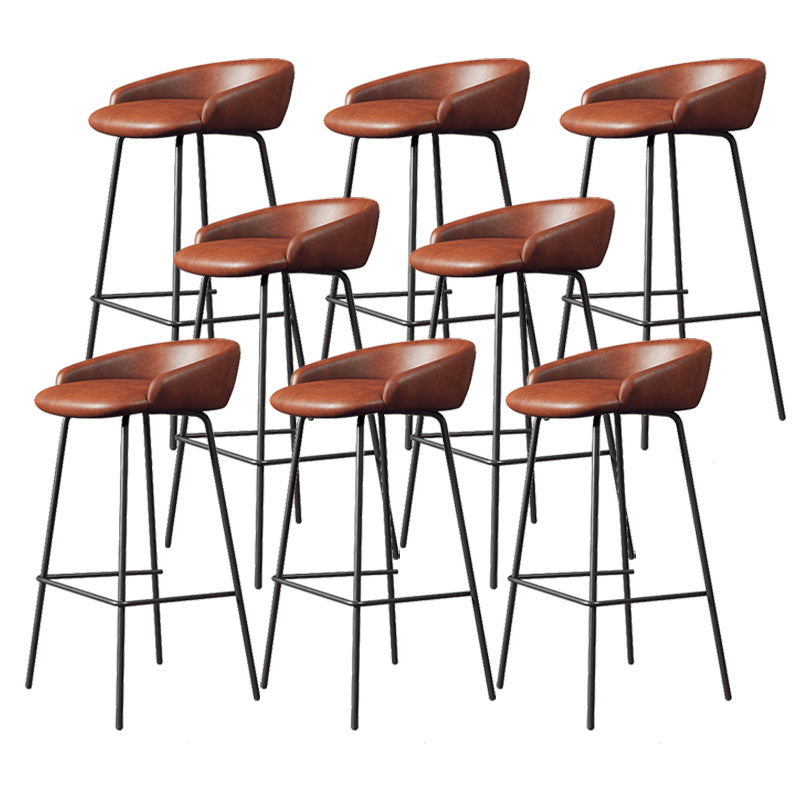 Faux Leather Bucket Seat Barstool Scandinavian Low Back Bar Stools