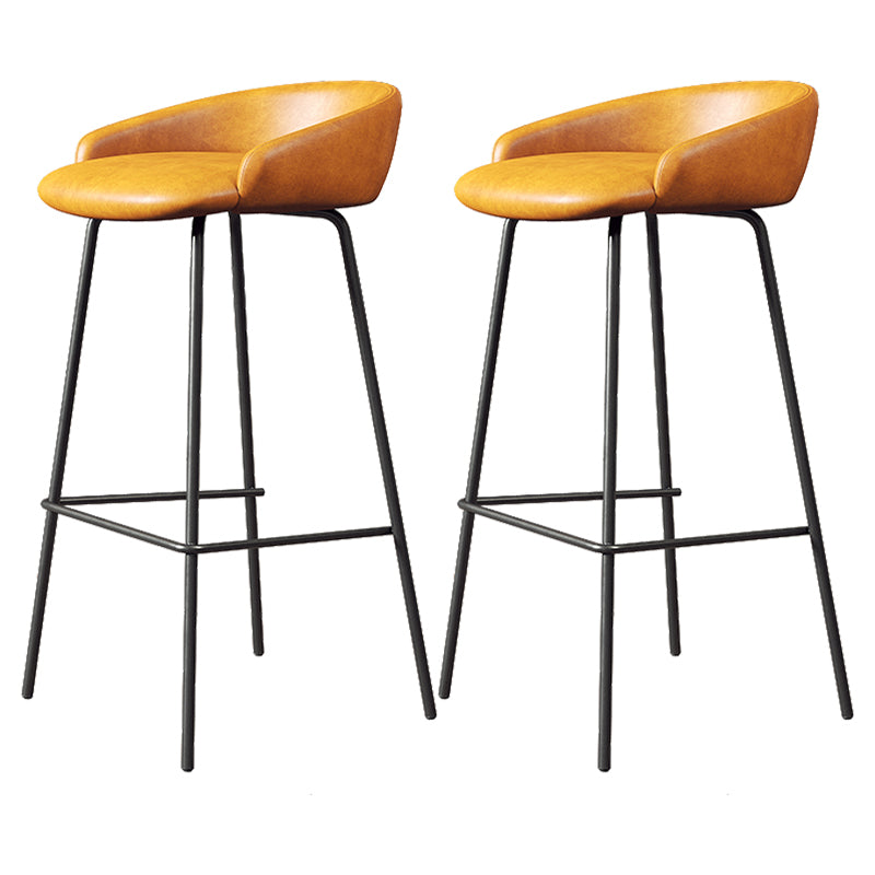 Faux Leather Bucket Seat Barstool Scandinavian Low Back Bar Stools