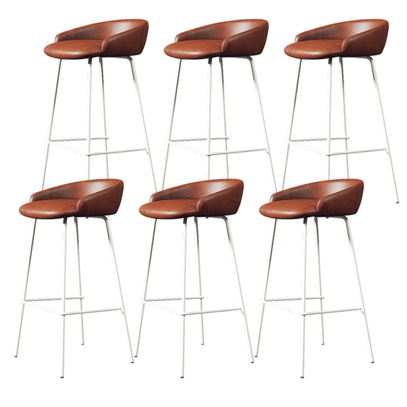 Faux Leather Bucket Seat Barstool Scandinavian Low Back Bar Stools
