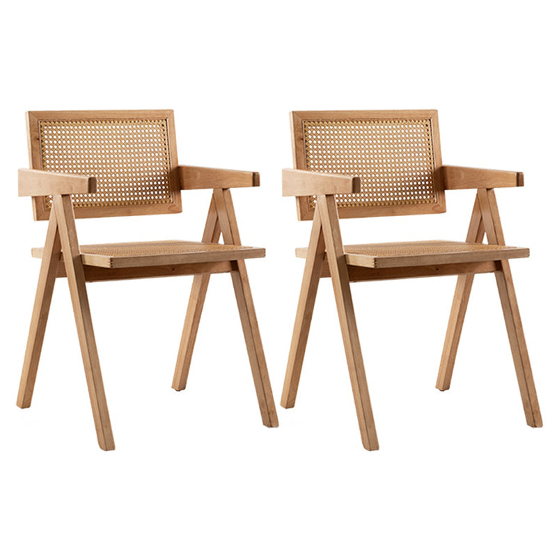 Solid Wood Dining Table Set 1/2/5 Pcs Rectangle Table with Arm Chairs