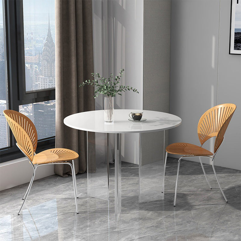 Round Dining Table Set 1/2/5 Pcs Acrylic Base Table with Chairs