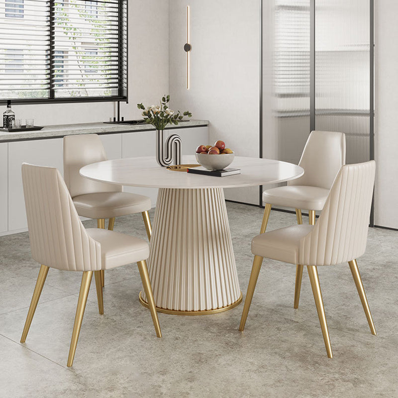 Round Dining Table Set 1/2/3/5/7 Pcs Sintered Stone Top Table with Chairs