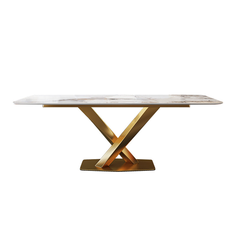 Glam Dining Set 1/2/5/7 Pcs Gold Sintered Stone Top Table with Wingback Side Chairs