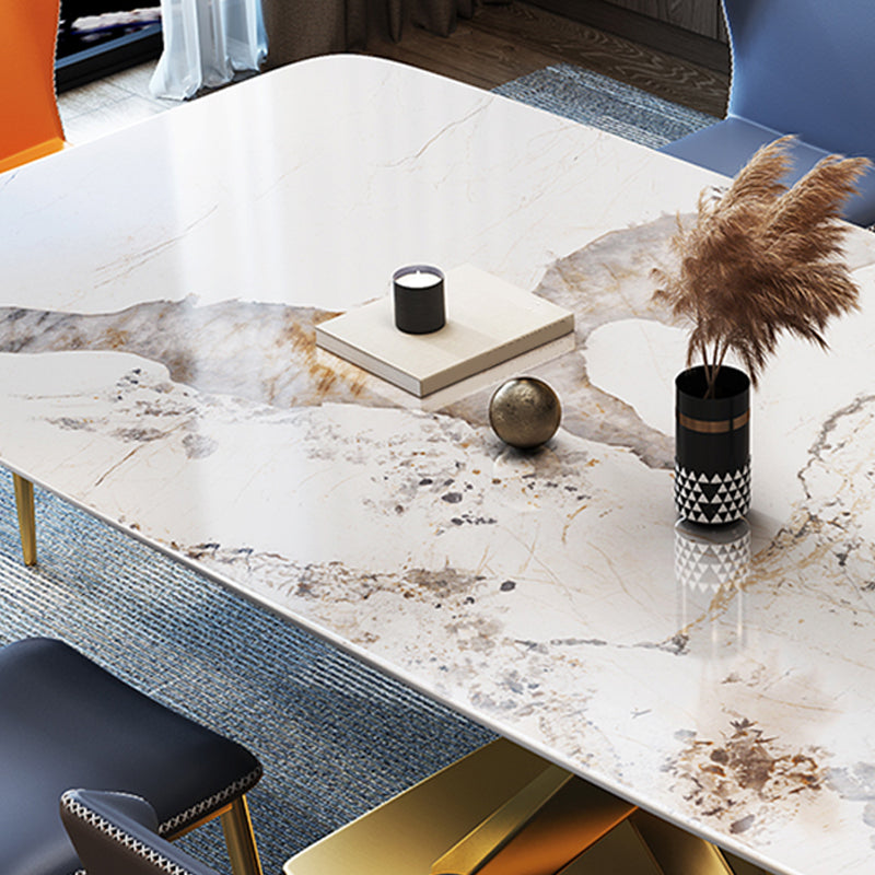 Glam Dining Set 1/2/5/7 Pcs Gold Sintered Stone Top Table with Wingback Side Chairs