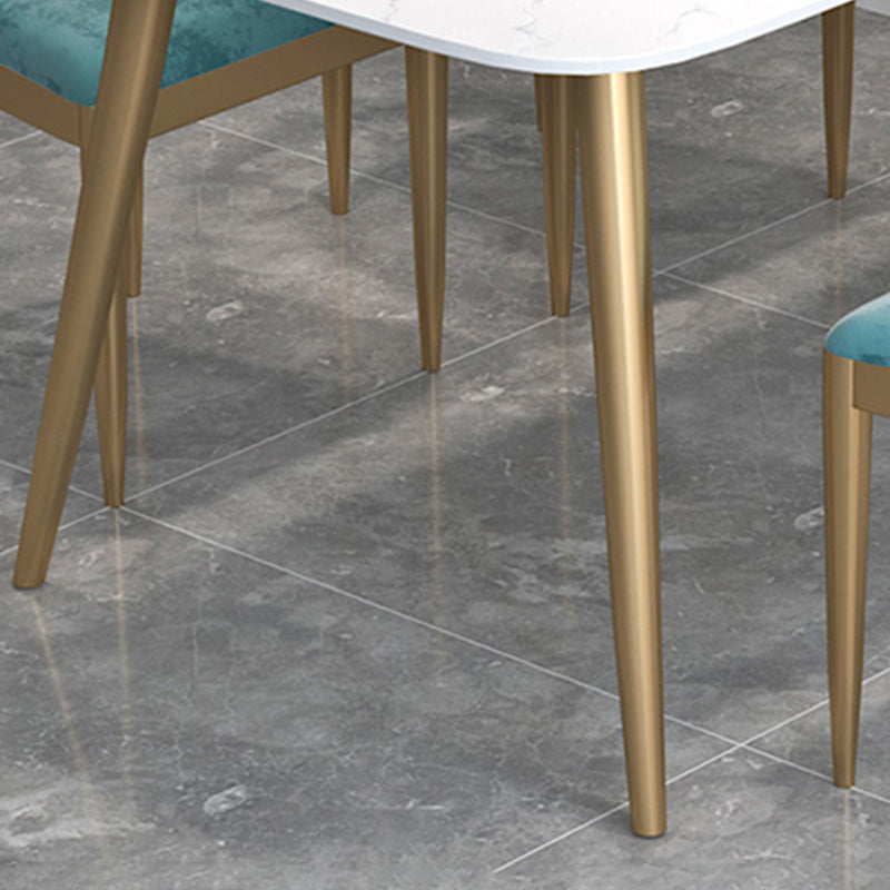 Contemporary Dining Set 1/2/5 Pcs Marble Dining Table with Cow Horn Chairs