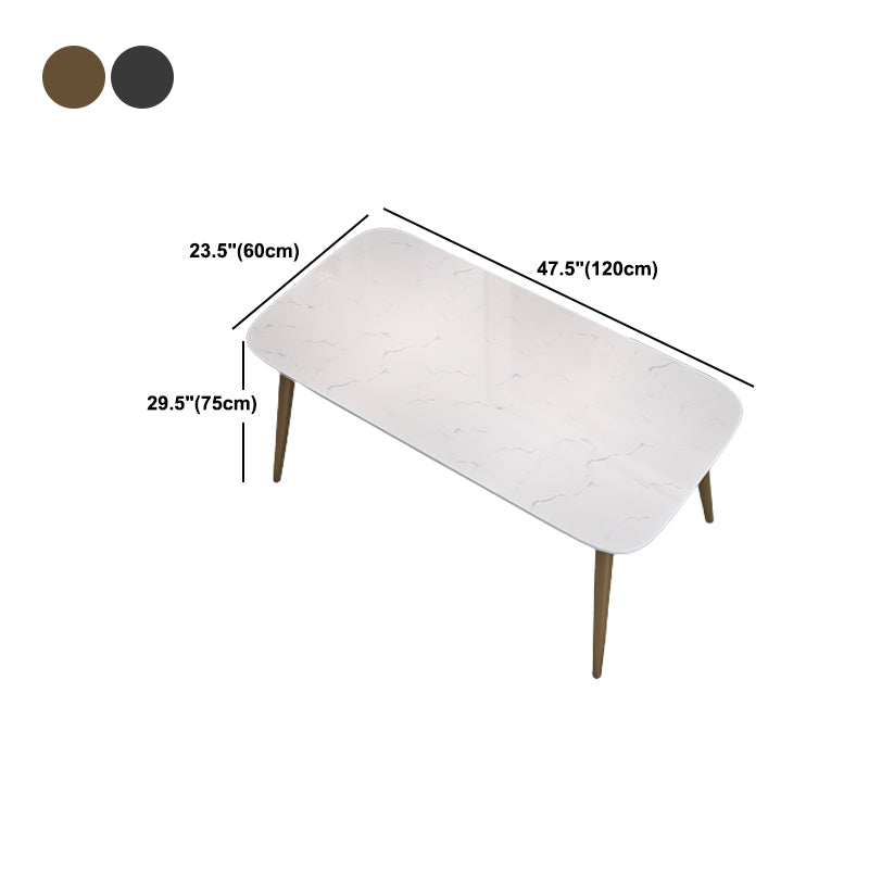 Contemporary Dining Set 1/2/5 Pcs Marble Dining Table with Cow Horn Chairs