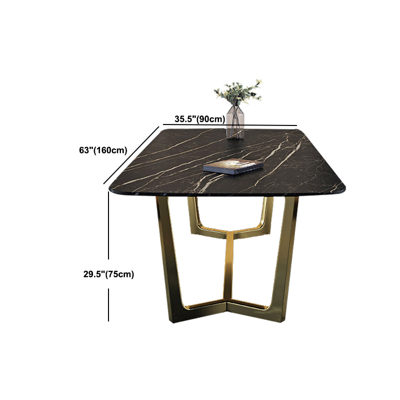 Glam Indoor Dining Table Set 1/4/5/7 Pieces Rectangle Trestle Dinette Set in Black