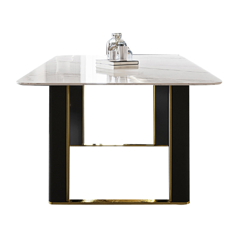 White Stone Top Dining Table Set 1/4/6/7 Designer Rectangle Dinette Set