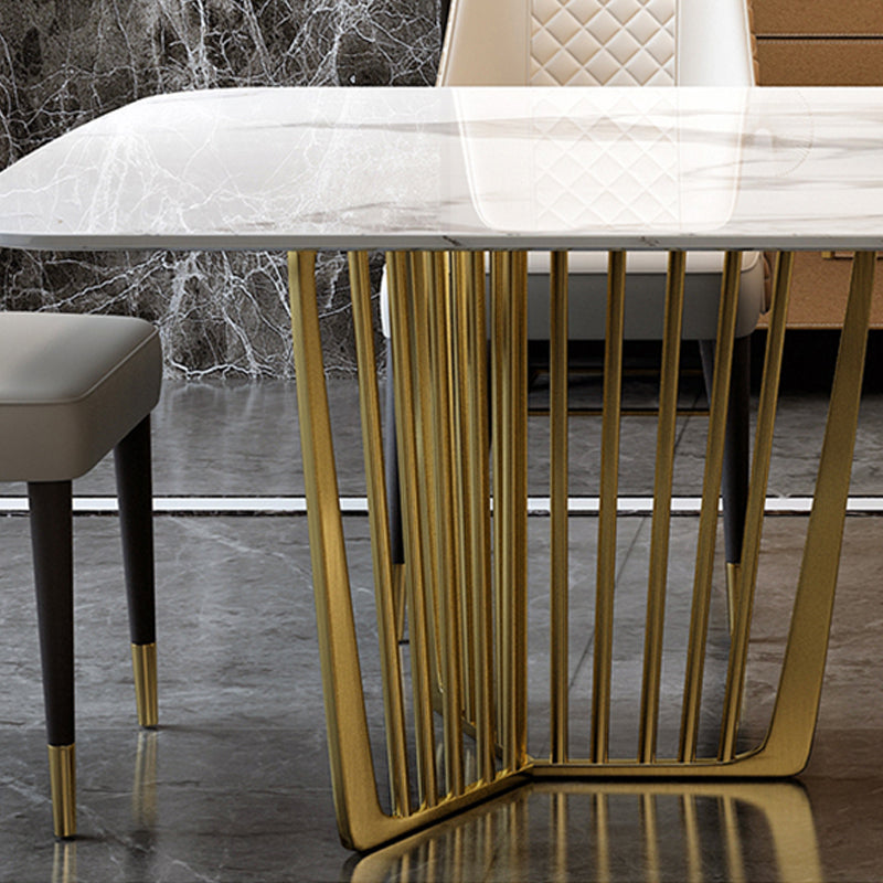 Glam 1/4/6/7/9 Pieces Dining Table Set White and Gold Rectangle Dinette Set