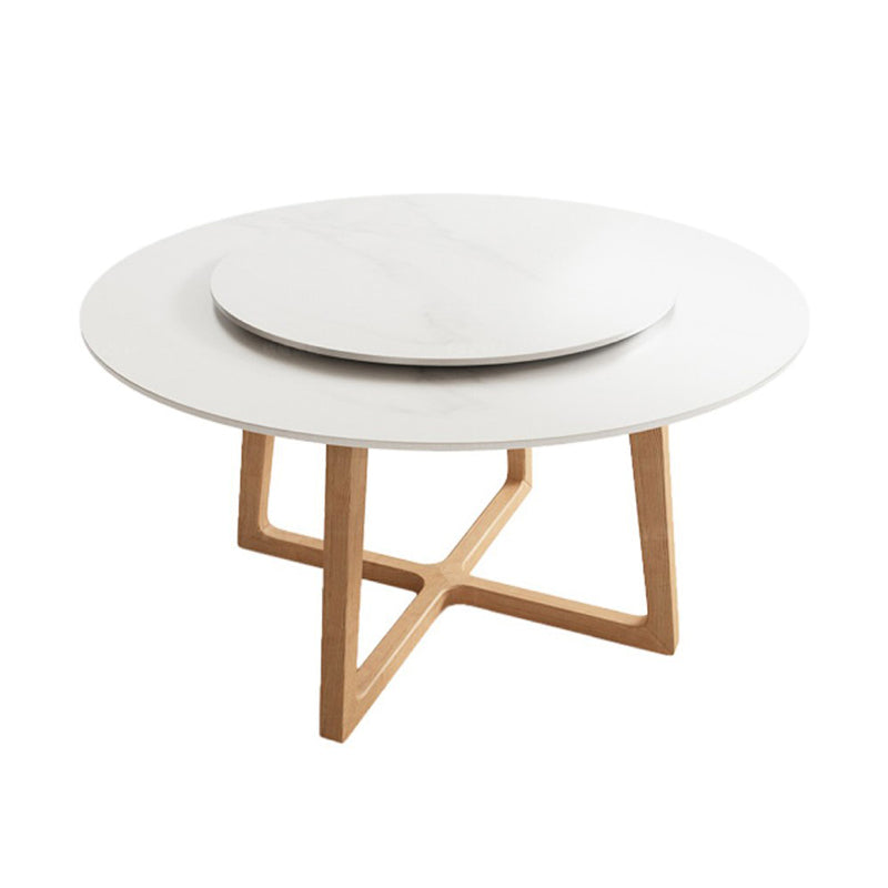 Contemporary Dining Set 1/2/5/7 Pcs Round Dining Table and Chairs with Solid Wood Frame