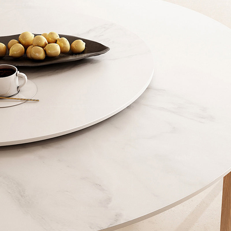 Contemporary Dining Set 1/2/5/7 Pcs Round Dining Table and Chairs with Solid Wood Frame