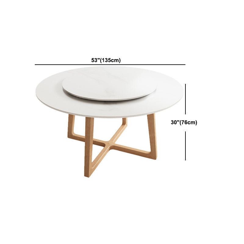 Contemporary Dining Set 1/2/5/7 Pcs Round Dining Table and Chairs with Solid Wood Frame