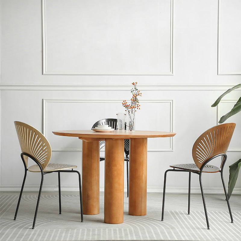 Solid Wood Dining Set 1/2/3/4 Pcs Round Dining Table with Windsor Chairs