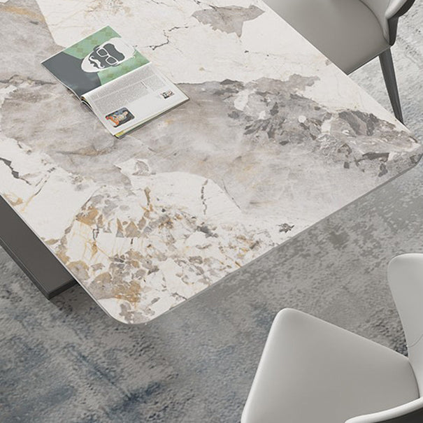 Modern Dining Room Set 1/3/4/5/8 Pcs Sintered Stone Top Table with Wingback Chairs