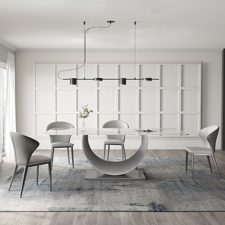 Modern Dining Room Set 1/3/4/5/8 Pcs Sintered Stone Top Table with Wingback Chairs