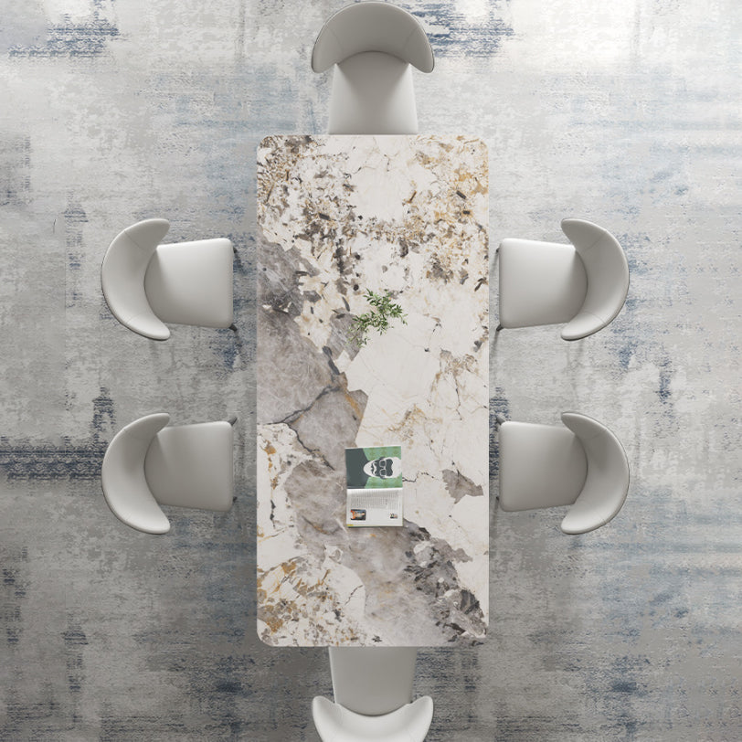 Modern Dining Room Set 1/3/4/5/8 Pcs Sintered Stone Top Table with Wingback Chairs