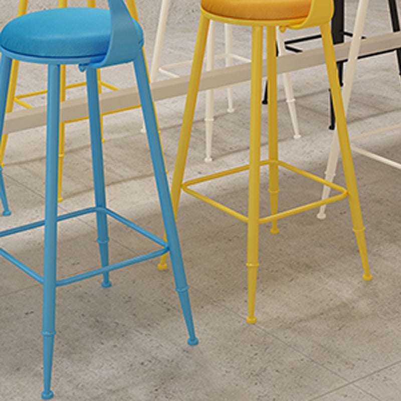 Scandinavian Metal Barstool Leather Barstools in Matte Finish for Indoor
