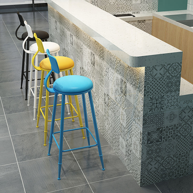 Scandinavian Metal Barstool Leather Barstools in Matte Finish for Indoor