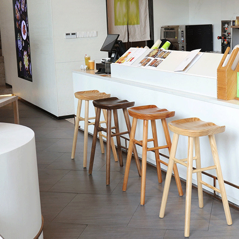 Natural Backless Counter Stool Contemporary Pine Wood Counter Stool