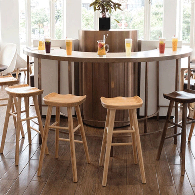 Natural Backless Counter Stool Contemporary Pine Wood Counter Stool