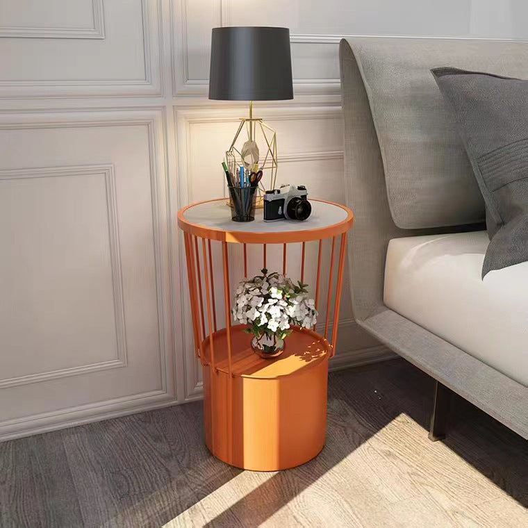 19.69" Tall Iron Night Table Open Storage Bedside Cabinet with 2 Shelves