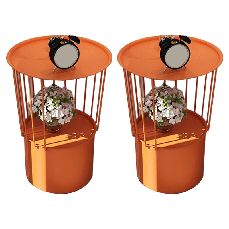 19.69" Tall Iron Night Table Open Storage Bedside Cabinet with 2 Shelves