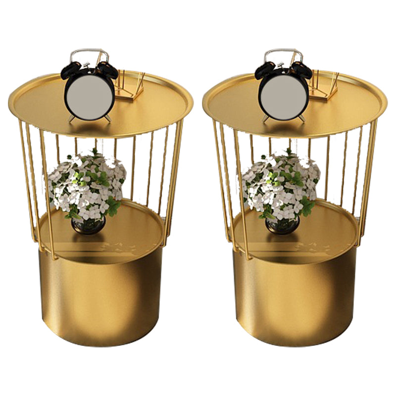 19.69" Tall Iron Night Table Open Storage Bedside Cabinet with 2 Shelves