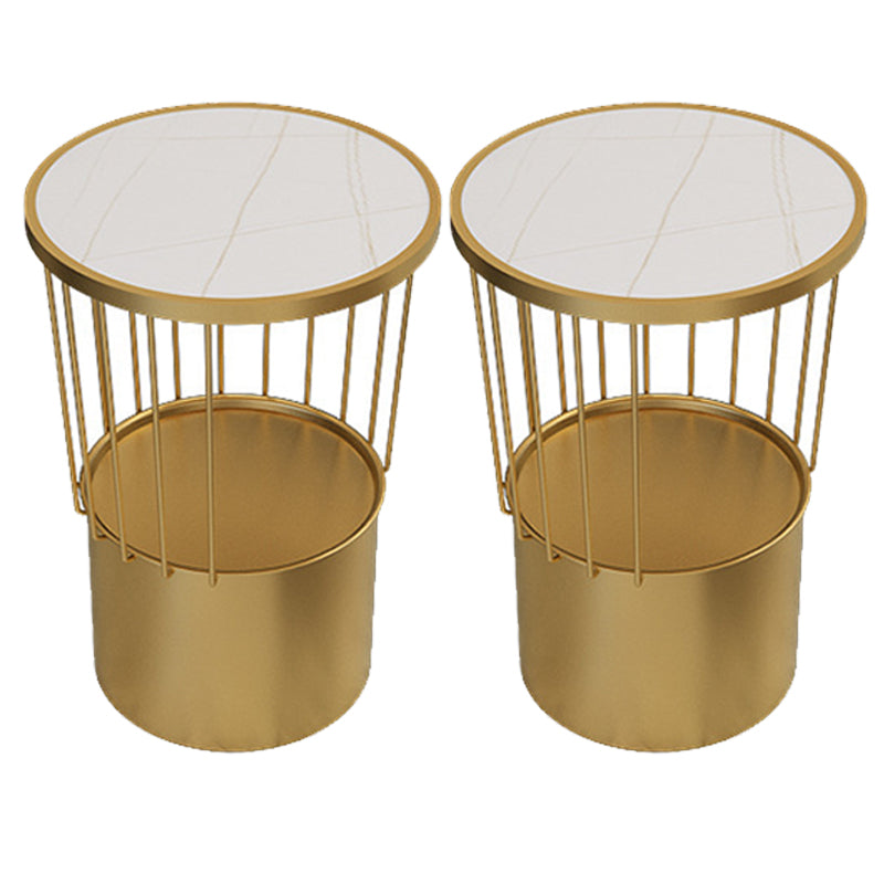 19.69" Tall Iron Night Table Open Storage Bedside Cabinet with 2 Shelves