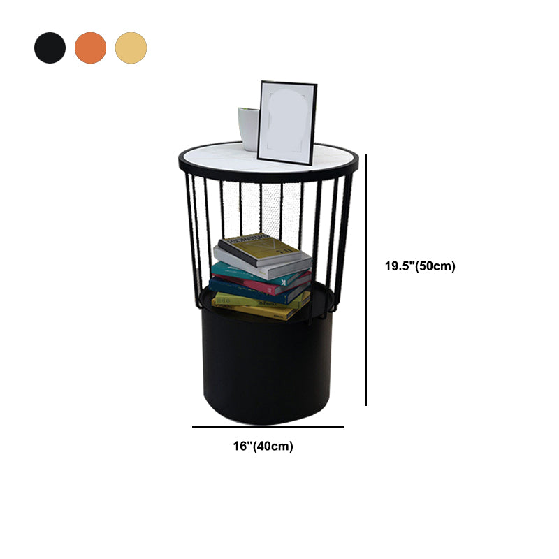 19.69" Tall Iron Night Table Open Storage Bedside Cabinet with 2 Shelves