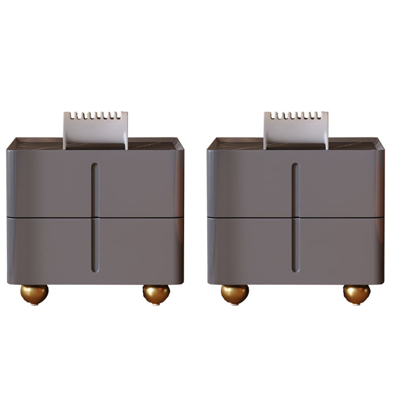 Faux Marble Bedside Cabinet 2 Drawers Storage Bed Nightstand