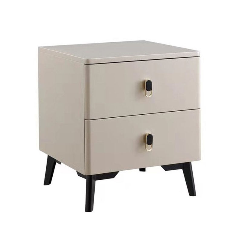 Solid Wood Nightstand Contemporary Bedside Cabinet with 2 Drawer
