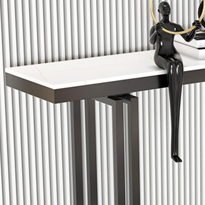 11"W Contemporary Console Table White Stone Rectangle Console Sofa Table