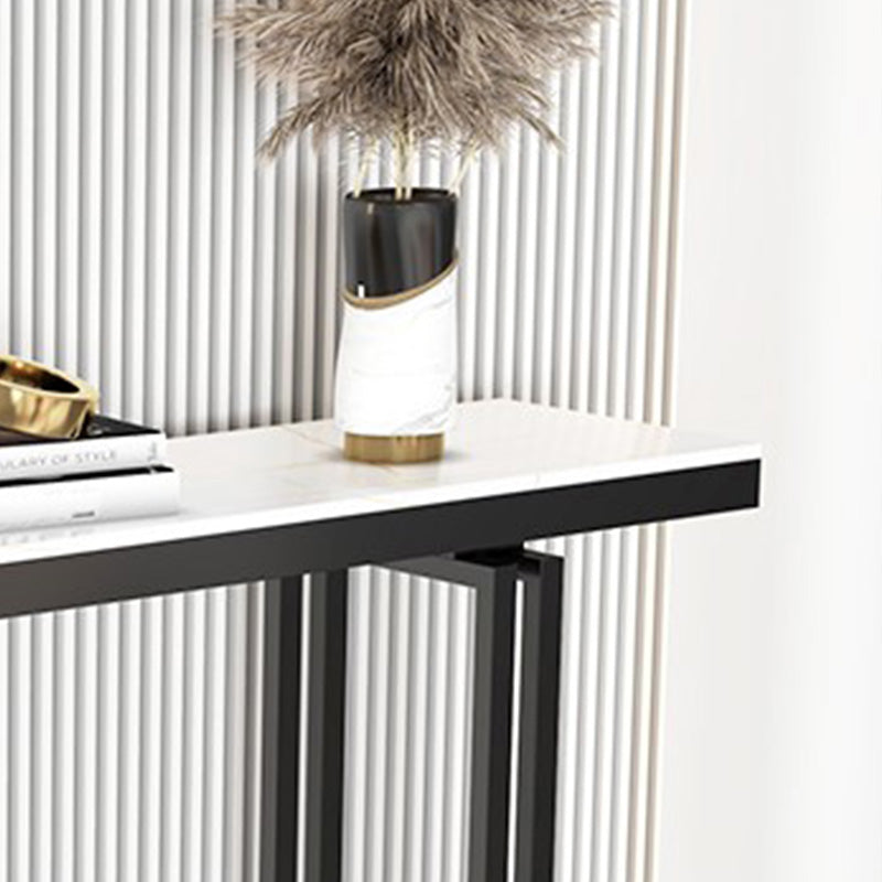 11"W Contemporary Console Table White Stone Rectangle Console Sofa Table