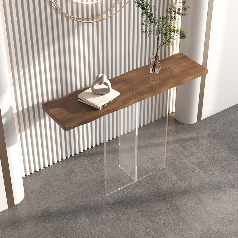 11.8" W Console Table Rectangle Contemporary Solid Wood End Table