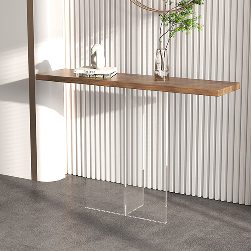 11.8" W Console Table Rectangle Contemporary Solid Wood End Table