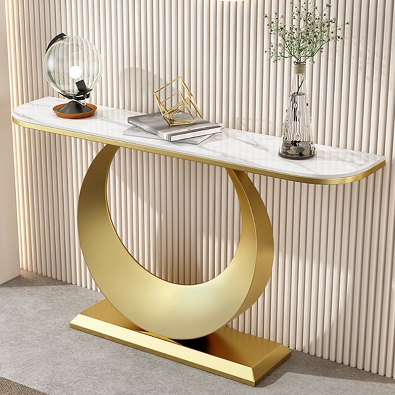 Stain Resistant Console Table 11.8" W Slate Glam Half Moon End Table