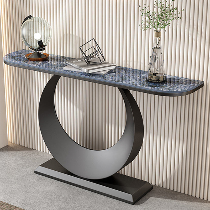 Stain Resistant Console Table 11.8" W Slate Glam Half Moon End Table