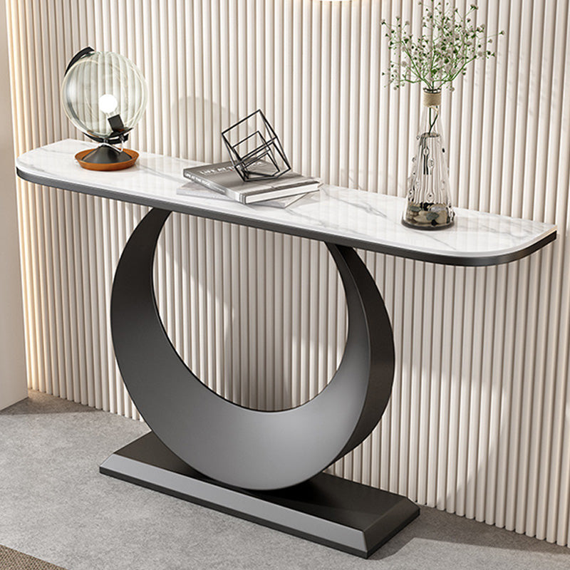 Stain Resistant Console Table 11.8" W Slate Glam Half Moon End Table