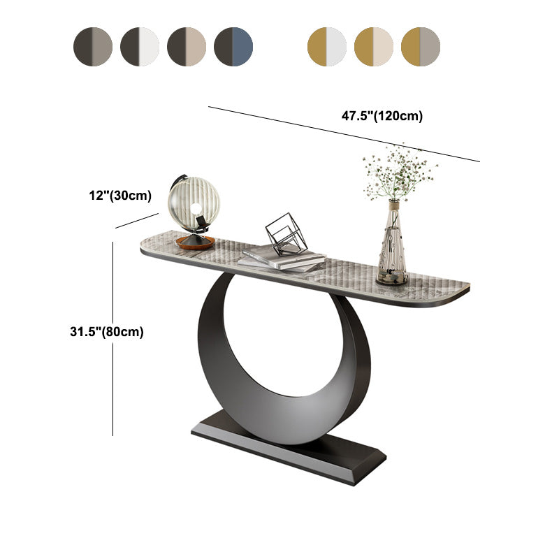 Stain Resistant Console Table 11.8" W Slate Glam Half Moon End Table